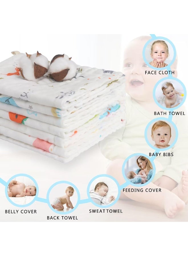 FOOK FISH Muslin Baby Burp Cloths 6 Pack Premium Cotton Burping Rags for Newborn Ultra Soft and Absorbent Unisex Spit Up Rags for Boys and Girls Perfect Baby Registry Gift 50X25cm - Image 5